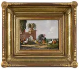 Albertus Verhoesen, Turkeys and Chickens at the Edge of a Garden