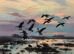 Harry Adamson, Marsh at Sunset, oil on canvas mounted on board