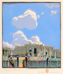 Gustave Baumann, Summer Clouds, color woodblock print, 29/100