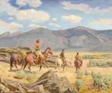 Oscar E. Berninghaus, Indians Returning to Taos After a Trading Expedition (ca. 1948)