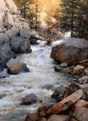 Mark Boedges, Rocky Mountain Canyon, 2022, oil on board
