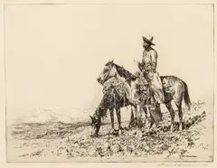 Edward Borein, Chuckline Rider, etching on paper