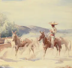 Taking the Herd by Carl Oscar Borg, watercolor on paper, sold Jul 2026