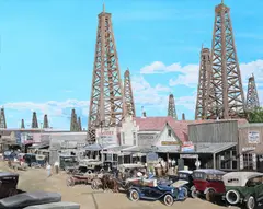 John Bye, Texas Oil Town, acrylic on canvas