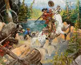 Benton H. Clark, The Disputed Trail, oil on canvas