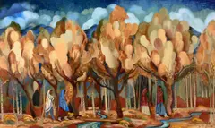 Tony Abeyta, Cottonwoods, oil on canvas