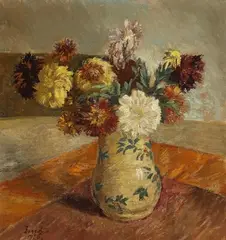 Ludvig Find, Still life with flowers, Oil on cardboard