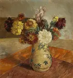 Ludvig Find, Still life with flowers, Oil on cardboard