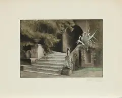 Peter Ilsted, Fra haven i Villa d'Este, etching