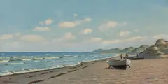 Daniel Boiesen, (, dansk maler, 19.-20. årh.) The beach near Klitmøller, Oil on canvas