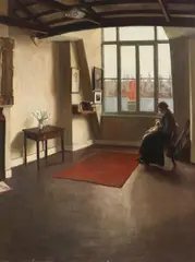 Elsie Druce, Interior with a woman seated with her sewing, 1905, Oil on canvas