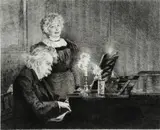 Peder Severin Krøyer, Edvard Grieg accompanying Mrs Nina Grieg's singing, etching