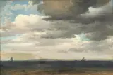 Emanuel Larsen, Cloud formations over the sea, Oil on paper laid on canvas