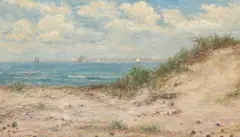 Christian Blache, Coastal scene with ships at the sea, Oil on canvas