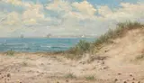 Christian Blache, Coastal scene with ships at the sea, Oil on canvas