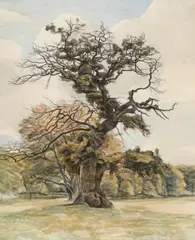 Svend Hammershøi, Dyrehaven, Pencil, ink and watercolour on paper