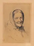 Carl Bloch, En fiskerkone”, 1881. Signed and dated Carl Bloch 1881. Etching, 1881, etching