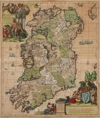 Carel Allard, Hyberniae” Regni in Provincias Ultoniam, Connachiam Lageniam, Momoniamq Divisi Tabula Accuratissima, 1690, Hand coloured etching