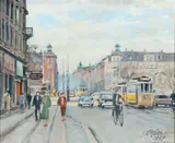 Kaj Molter, View from Dronning Louises Bro towards Nørrebrogade, Oil on canvas