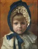 Frants Henningsen, Portrait of a child in sailor suit, Pastel on canvas mounted in passepartout
