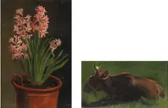 Hyacinths in a pot by Philip August Fischer, 1858, Oil on paper, sold Sep 2026