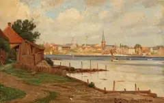 Louis Jensen, View towards Nyborg on Funen, Oil on canvas