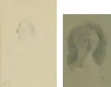 Laurits Tuxen, Two portraits, Pencil on paper laid mounted on paper
