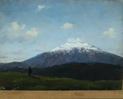 Carl Ludvig Petersen, Hekla, Oil on paper mounted on paper