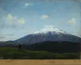 Carl Ludvig Petersen, Hekla, Oil on paper mounted on paper