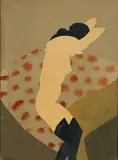 Carl Fischer, A model removing her dress, Collage and watercolour