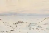 Niels Laurits Nielsen, Scenery from Greenland, 1939. Signed and dated NLN, 39. Watercolour on paper, 1939, Watercolour on paper