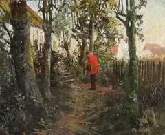 Hans Nikolaj Hansen, Fra den gamle Herregaardshave, Oil on canvas