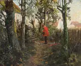 Hans Nikolaj Hansen, Fra den gamle Herregaardshave, Oil on canvas