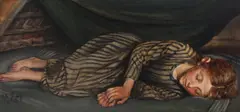 Kristian Zahrtmann, Girl aged 12–14, lying on an attic floor, 1868, Oil on canvas