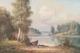 Juhani Honkanen, Hellepäivä Saimaalta, oil on canvas