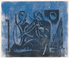 Ahti Lavonen, Musicians, woodcut on paper
