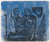 Ahti Lavonen, Musicians, woodcut on paper