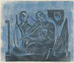 Ahti Lavonen, Musicians, woodcut on paper