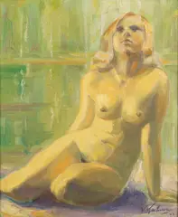 Veli Kalima, A seated model, oil on canvas