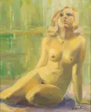 Veli Kalima, A seated model, oil on canvas