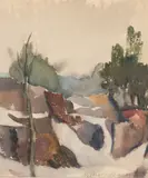 Reino Viirilä, Landscape, watercolour on paper