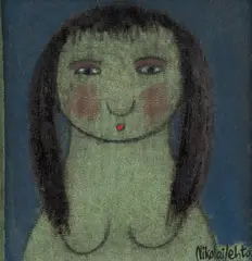 Tummatukkainen tyttö by Nikolai Lehto, oil on board, sold Sep 2026