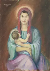 Aukusti Koivisto, Madonna and child, oil on canvas