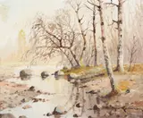 Ejnar Kohlmann, River, oil on canvas