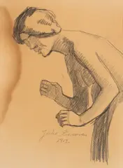 Juho Rissanen, A woman, drawing on paper