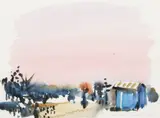 Nándor Mikola, A landscape, watercolour on paper