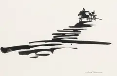 Henrik Tikkanen, The carriage, ink on paper