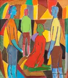 Reino Laitasalo, Four figures, oil on board