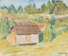 Kosti Meriläinen, Landscape by the sea, oil on canvas