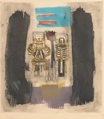 René Mels, Cosmonautes, etching on paper